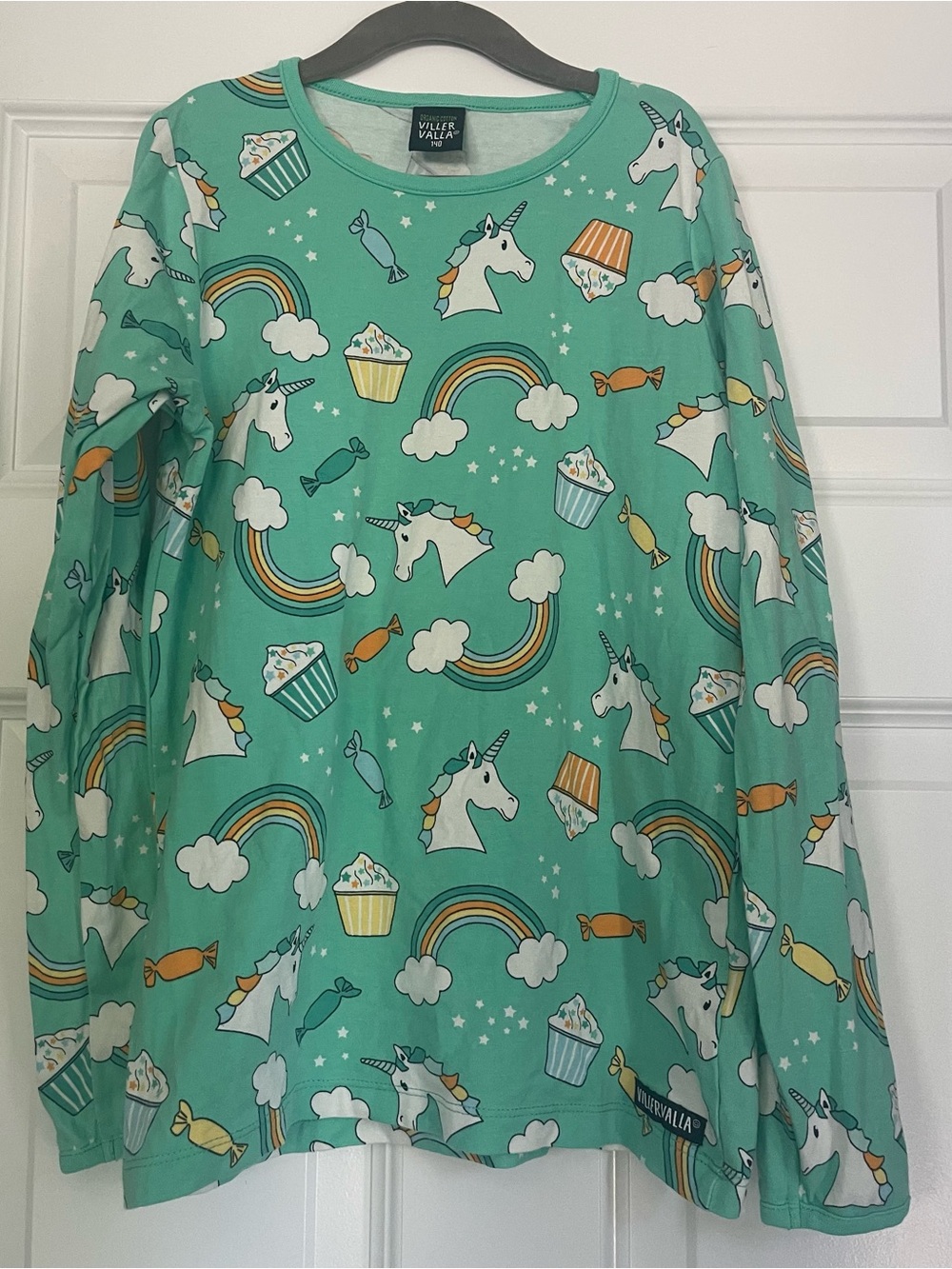 Viller Valla organic cotton unisex unicorn rainbow long-sleeve 140cm